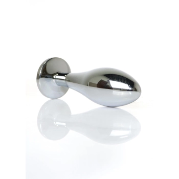 Korek analny ze stali nierdzewnej z diamencikiem HeavyFun srebrny 9 cm