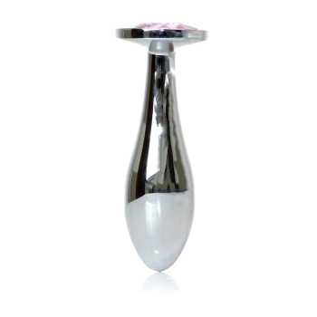 Korek analny ze stali nierdzewnej z diamencikiem HeavyFun srebrny 9 cm