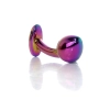 Korek analny stalowy HeavyFun wielokolorowy zakrzywiony 9 cm
