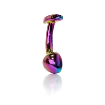 Korek analny stalowy HeavyFun wielokolorowy zakrzywiony 9 cm