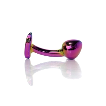 Korek analny stalowy HeavyFun wielokolorowy zakrzywiony 9 cm