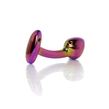 Korek analny stalowy HeavyFun wielokolorowy zakrzywiony 9 cm