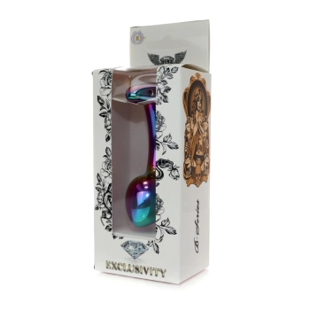 Korek analny stalowy HeavyFun wielokolorowy zakrzywiony 9 cm