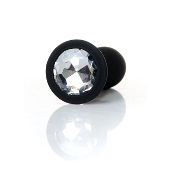 Korek analny silikonowy transparentny z diamentem L 10.5 cm