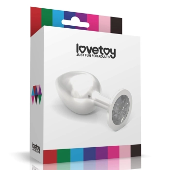 Duży srebrny korek analny Lovetoy metalowy 10 cm