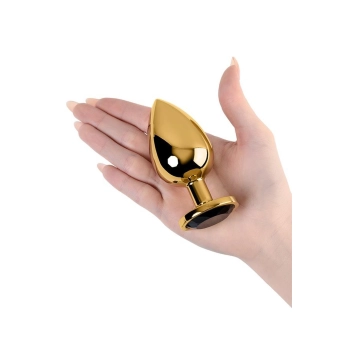Korek analny metalowy TOYFA złoty z różowym kryształkiem 9,5 cm