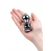 Korek analny metalowy srebrny z kryształkiem Metal by TOYFA 9.5 cm