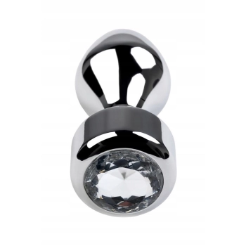 Korek analny metalowy srebrny z kryształkiem Metal by TOYFA 9.5 cm
