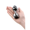 Korek analny metalowy srebrny TOYFA z czarnym kryształkiem 10,8 cm