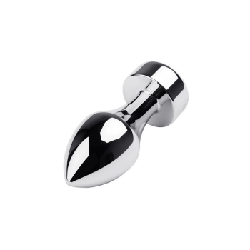 Korek analny metalowy srebrny TOYFA z czarnym kryształkiem 10,8 cm