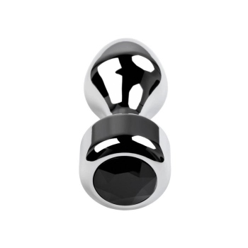 Korek analny metalowy srebrny TOYFA z czarnym kryształkiem 10,8 cm