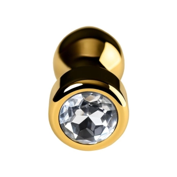 Korek analny złoty TOYFA Metal z białym kryształkiem 9,5 cm