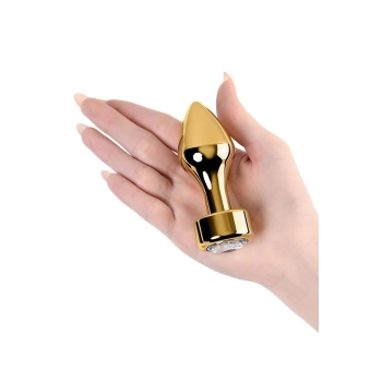 Korek analny złoty TOYFA Metal z białym kryształkiem 9,5 cm