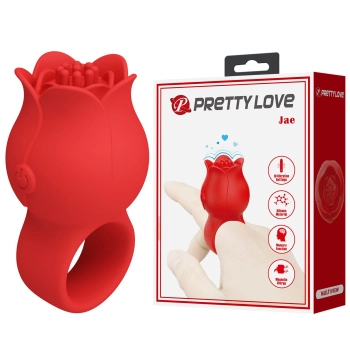 Pierścień wibrujący na palec JAE Pretty Love 10 trybów różany silikonowy