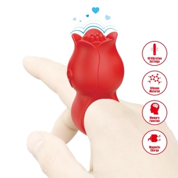 Pierścień wibrujący na palec JAE Pretty Love 10 trybów różany silikonowy