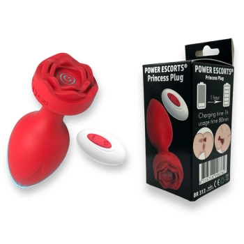 Korek analny wibrujący Power Escorts Princess czarny USB 10 funkcji