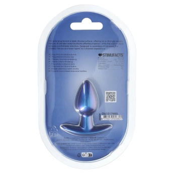 Korek analny silikonowy Ouch! metaliczny niebieski 6,5 cm