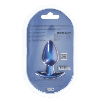 Korek analny silikonowy Ouch średni metaliczny niebieski 7 9 cm