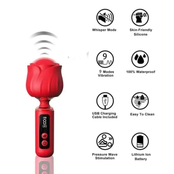 Wibrator Rose Magic silikonowy wodoodporny USB 12,5 cm