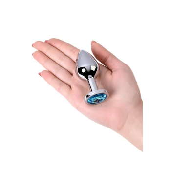 Srebrny korek analny z turkusowym kamieniem Metal by TOYFA 8cm
