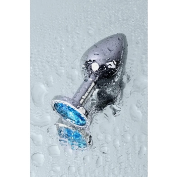 Srebrny korek analny z turkusowym kamieniem Metal by TOYFA 8cm