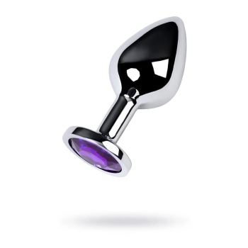 Srebrny korek analny TOYFA Metal z ametystowym kamieniem 8cm