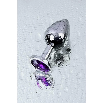 Srebrny korek analny TOYFA Metal z ametystowym kamieniem 8cm