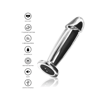 Wibrujący korek analny stal nierdzewny ToyJoy srebrny 11.8 cm USB