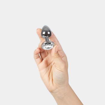 Korek analny aluminiowy Secret Play z kryształkiem Clear Crystal