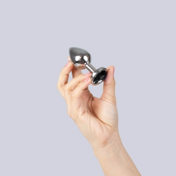 BLACK JEWELLED METAL BUTT PLUG M