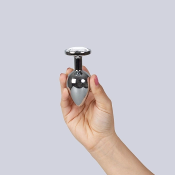 CLEAR CRYSTAL JEWELLED METAL BUTT PLUG L