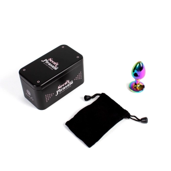 Tęczowy metalowy korek analny Secret Play 7 cm