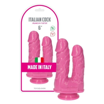Dildo podwójne Caino e Abele różowe PVC 15.5 cm
