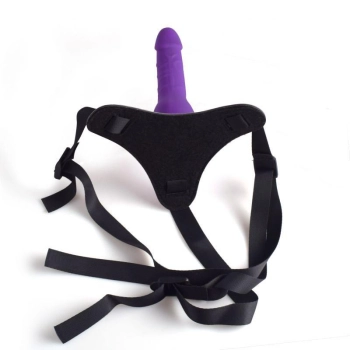 Regulowany strap on z realistycznym dildo Toyz4lovers fioletowy 14 cm