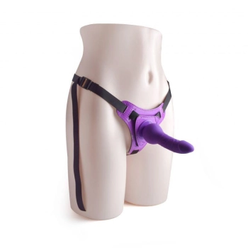 Regulowany strap on z realistycznym dildo Toyz4lovers fioletowy 14 cm