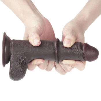 7 Sliding Skin Dual Layer Dong - Black