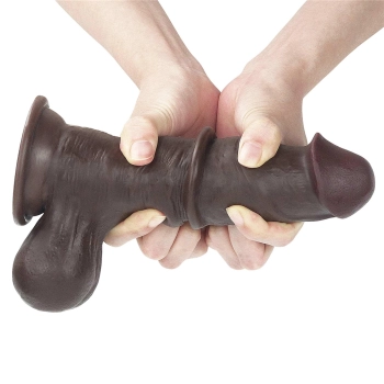 7.8 Sliding Skin Dual Layer Dong - Whole Testicle (Black)