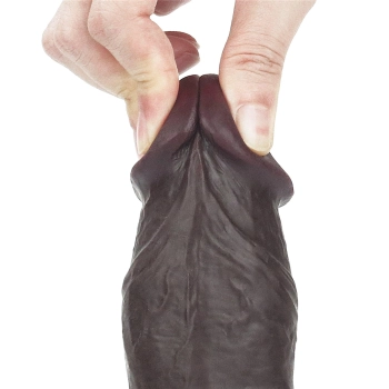 7.8 Sliding Skin Dual Layer Dong - Whole Testicle (Black)