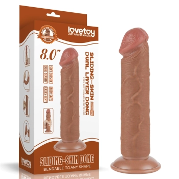 Dildo realistyczne z przesuwaną skórą Lovetoy brązowe