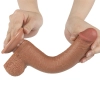 Dildo realistyczne z przesuwającą się skórą Lovetoy brązowe 23 cm