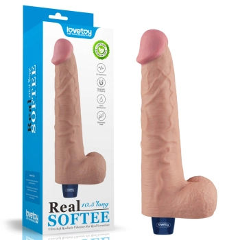Dildo realistyczne wibrujące Lovetoy Softee TPE cieliste USB 26,5 cm