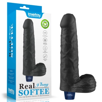 Realistyczne dildo wibrujące Lovetoy Real Softee czarne USB 23 cm