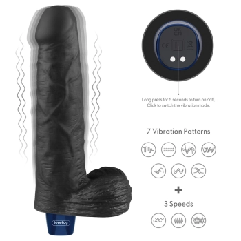 Realistyczne dildo wibrujące Lovetoy Real Softee czarne USB 23 cm