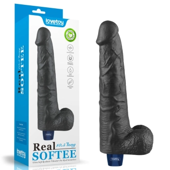 Dildo wibrujące realistyczne Lovetoy TPE czarne 27cm ładowane