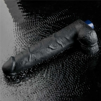 Dildo wibrujące realistyczne Lovetoy TPE czarne 27cm ładowane