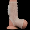 Wibrujący pierścień erekcyjny Lovetoy z rękawem mosznowym biały 13 cm