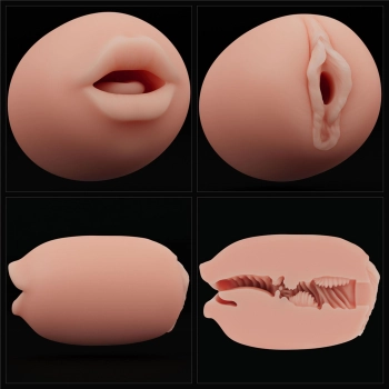 Masturbator dwustronny Lovetoy usta i pochwa z wibracjami