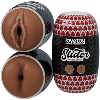 Masturbator dwustronny Lovetoy anus i pochwa brązowy TPE