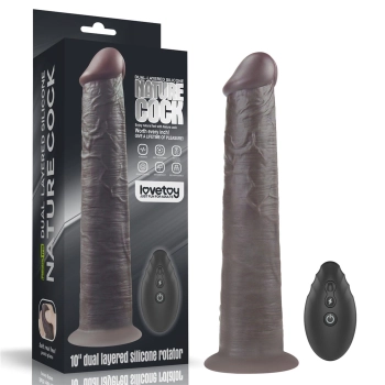 Dildo realistyczne Lovetoy dwuwarstwowe silikonowe 25 cm rotujące pilot