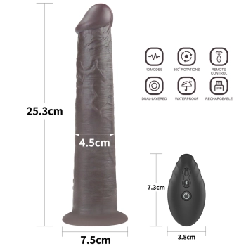 Dildo realistyczne Lovetoy dwuwarstwowe silikonowe 25 cm rotujące pilot